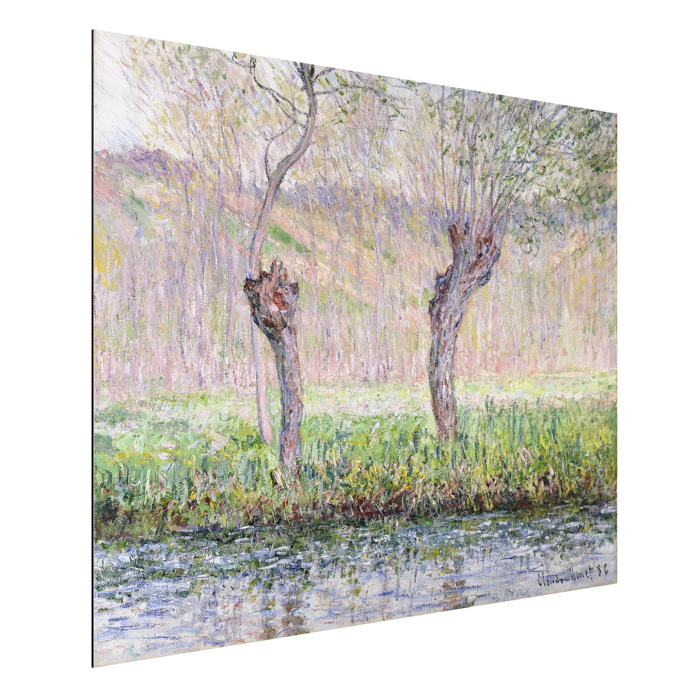 Alu-Dibond Bild Kunstdruck - Querformat 4:3 Claude Monet - Weidenbäume Früh günstig online kaufen