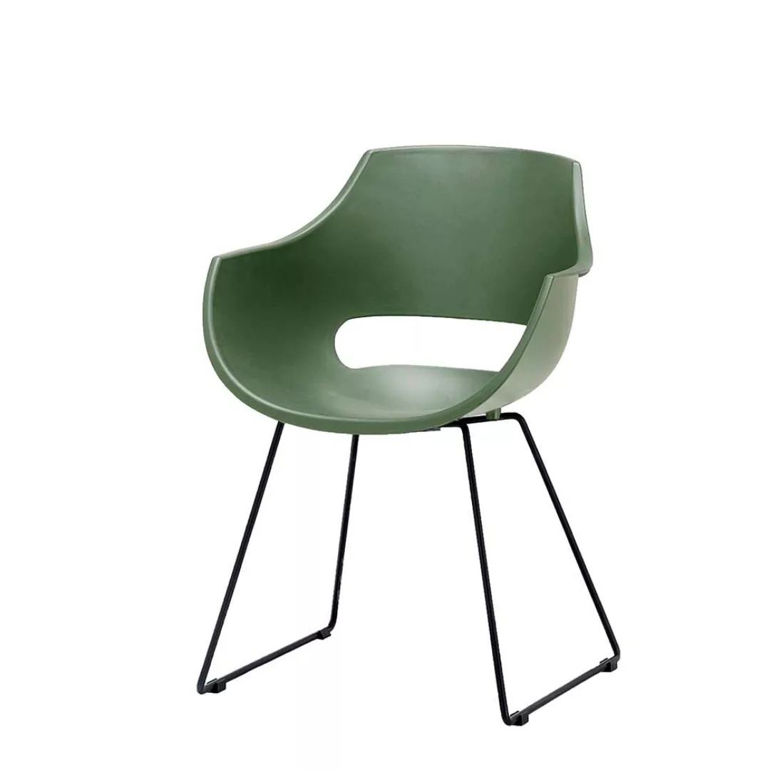 Kunststoff Esszimmerstühle in Grün Metallbügeln (4er Set) günstig online kaufen
