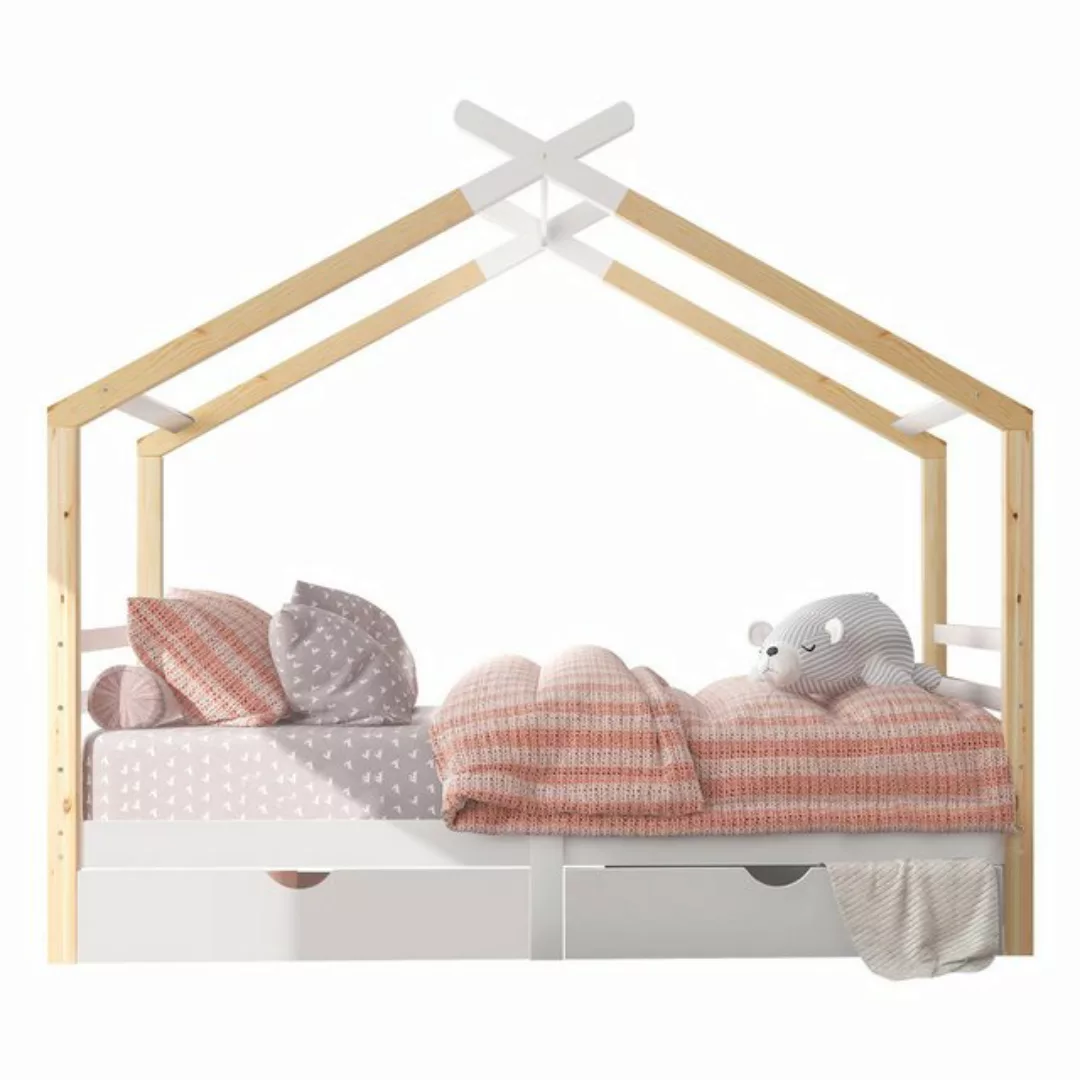 BlingBin Hausbett Kinderbett Einzelbett (Massivholz mit Lattenrost, Kiefern günstig online kaufen