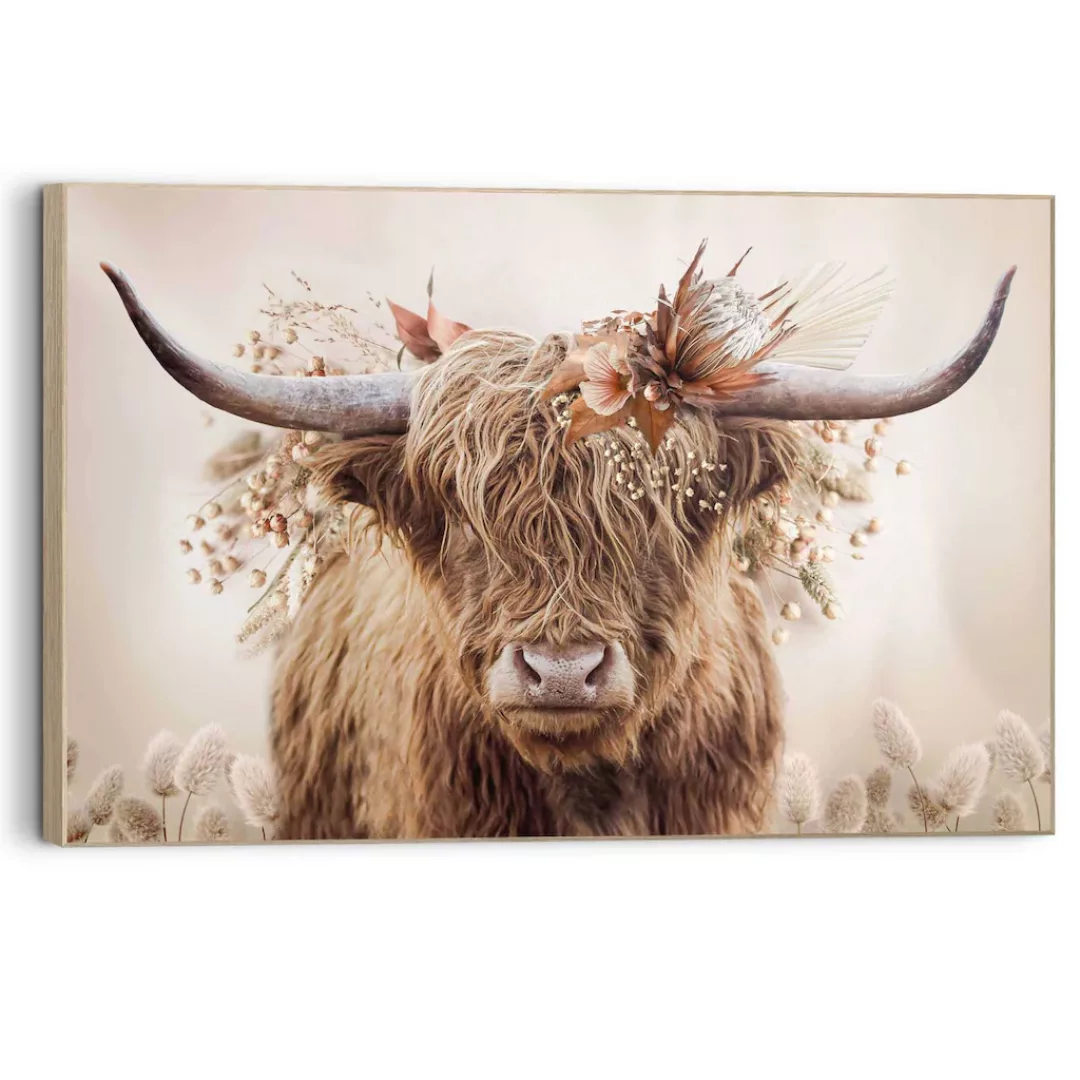 Reinders Wandbild "Highlander in Blumen" günstig online kaufen