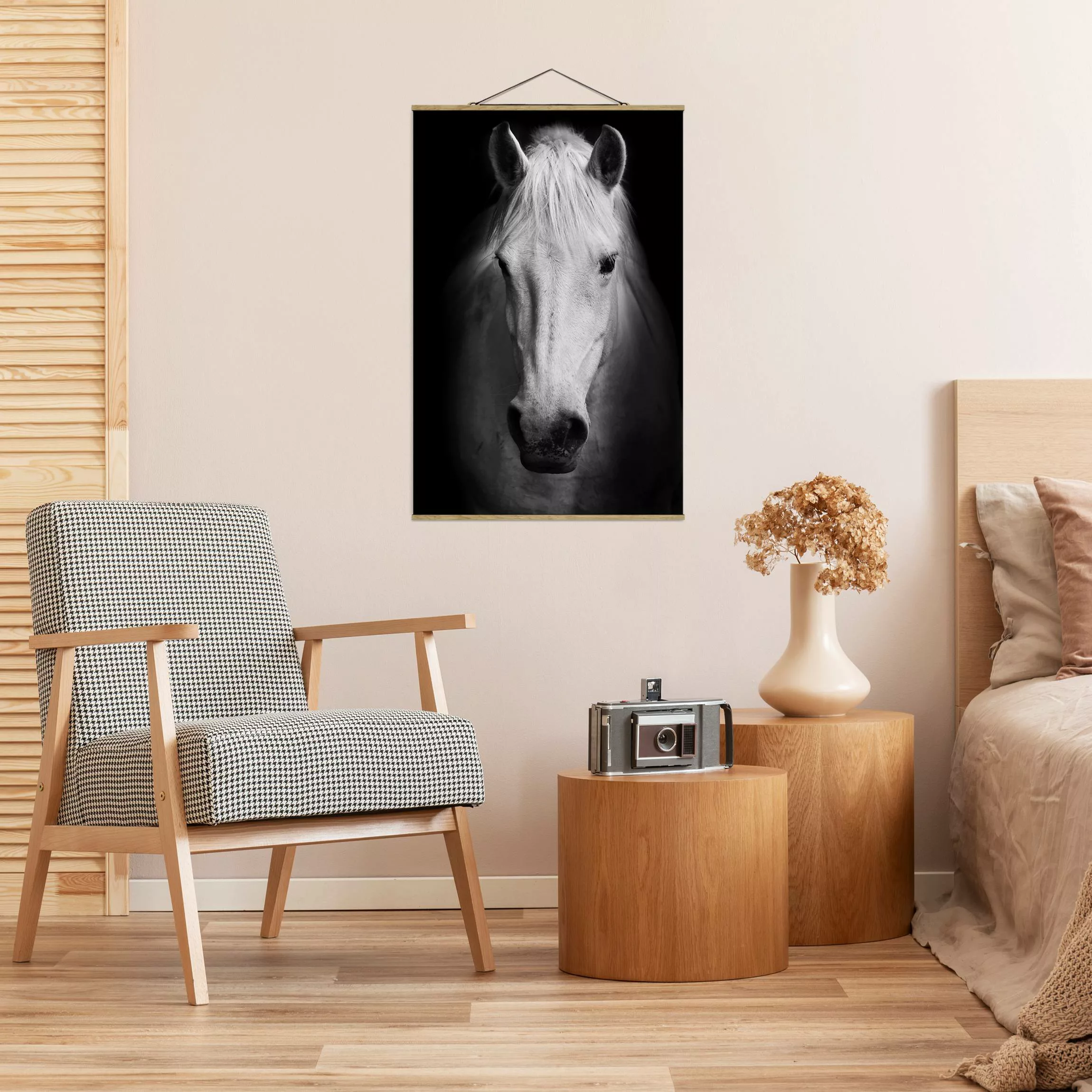 Stoffbild Tiere mit Posterleisten - Hochformat Dream of a Horse günstig online kaufen