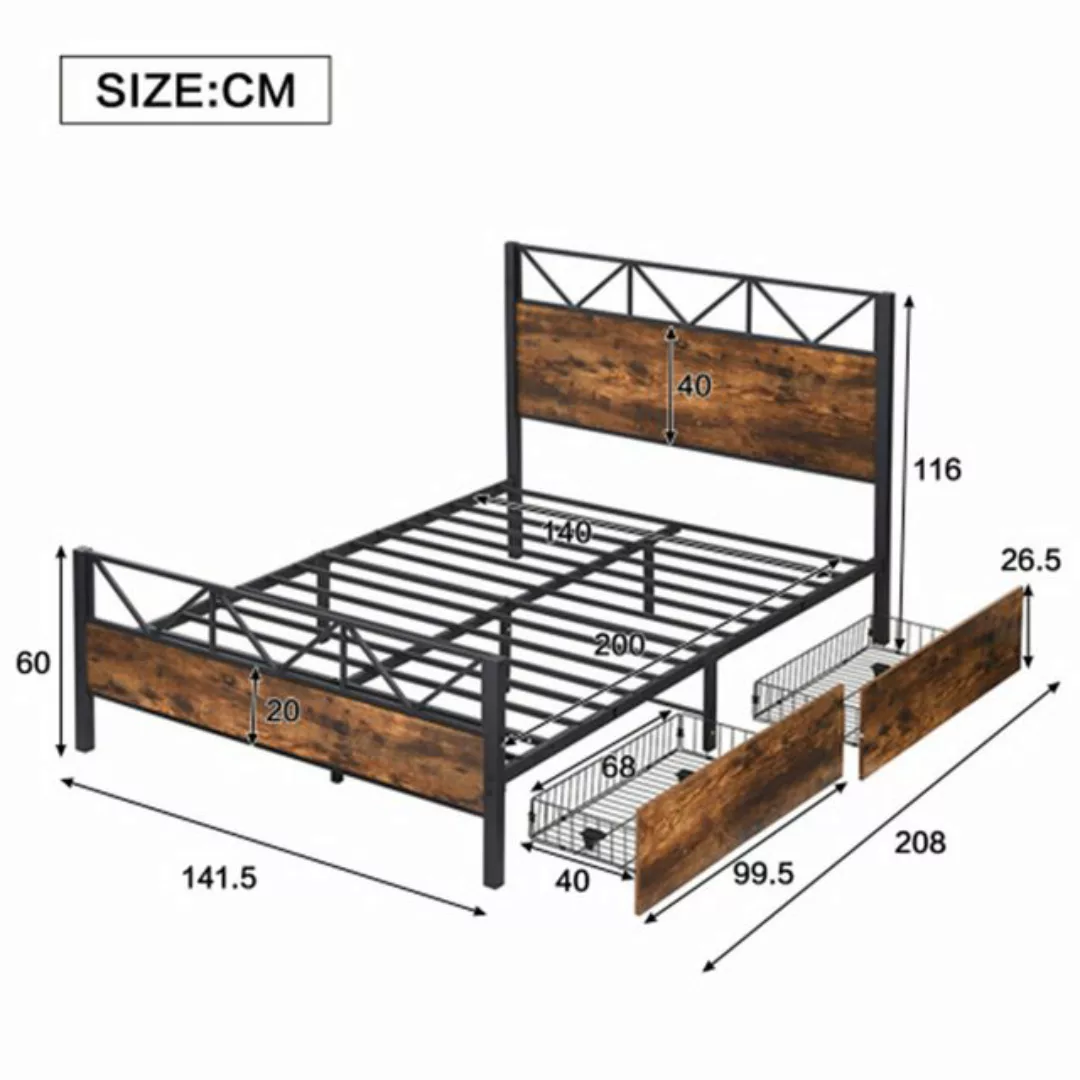 XDeer Metallbett Metallbett, Zwei Schubladen mit Rollen, Heranwachsende und günstig online kaufen