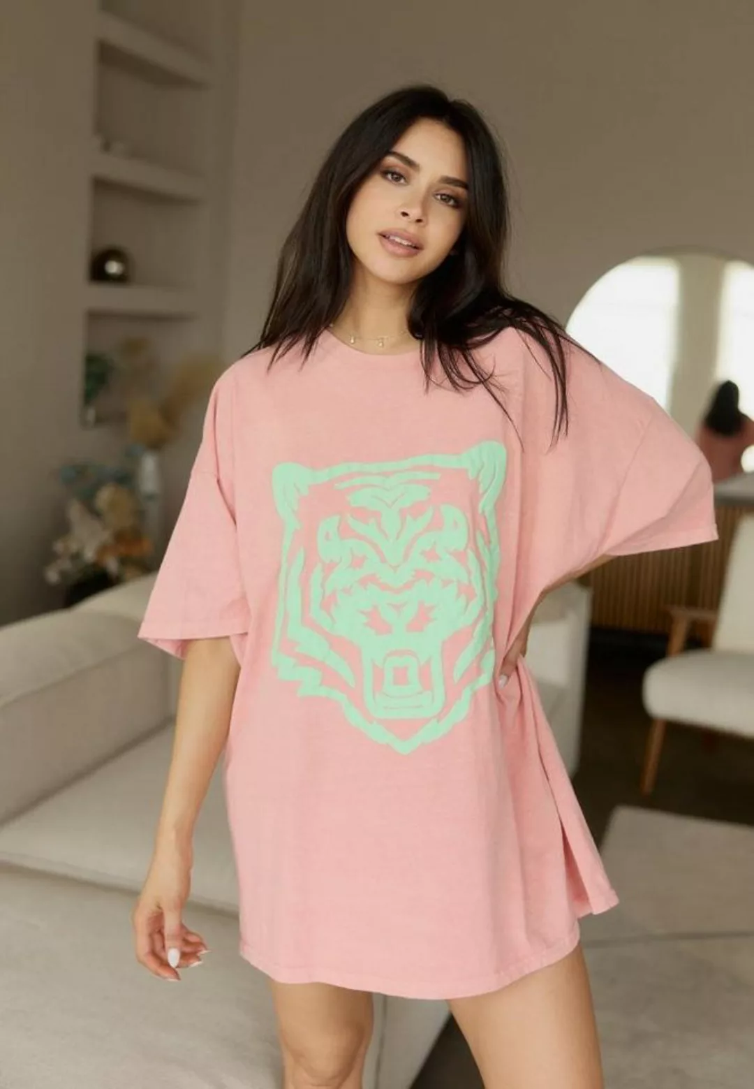 Worldclassca Print-Shirt Worldclassca Oversized Animal Print T-Shirt lang S günstig online kaufen