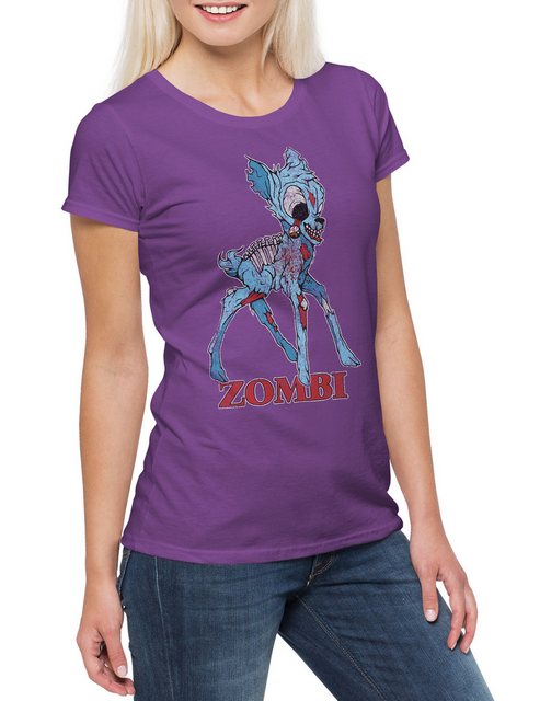 Urban Backwoods Print-Shirt Zombi II Damen T-Shirt Reh Hirsch Bambi Deer Fu günstig online kaufen