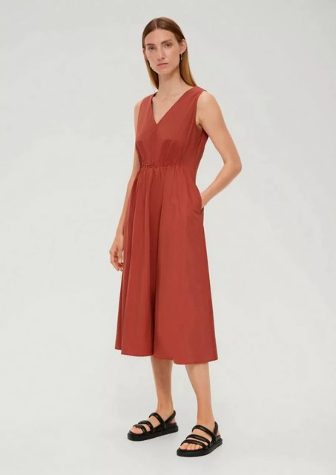 s.Oliver BLACK LABEL Maxikleid Kleid mit Viskose Raffung günstig online kaufen