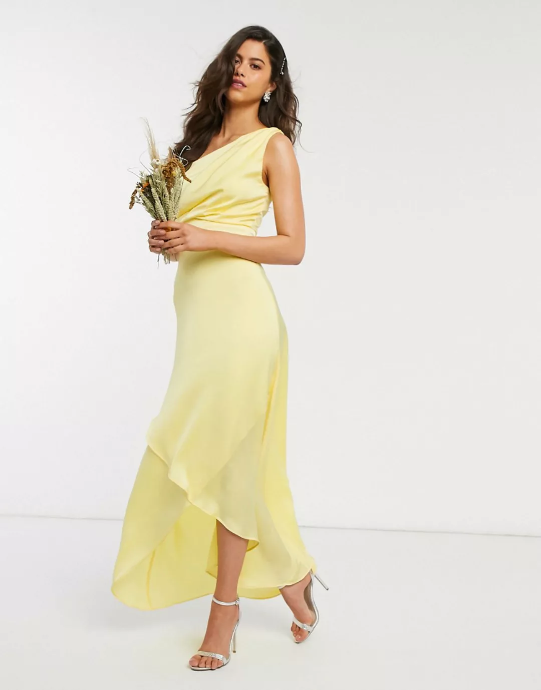 TFNC – Bridesmaid – Gelbes Maxikleid mit One-Shoulder-Träger-Blau günstig online kaufen