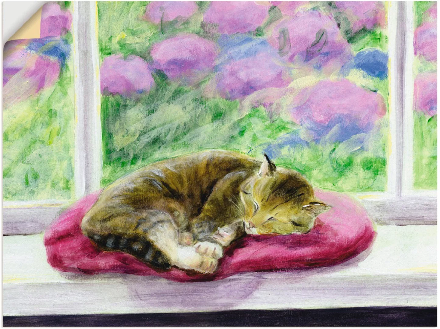 Artland Wandbild "Katze auf Gartenfensterbank", Haustiere, (1 St.), als Pos günstig online kaufen