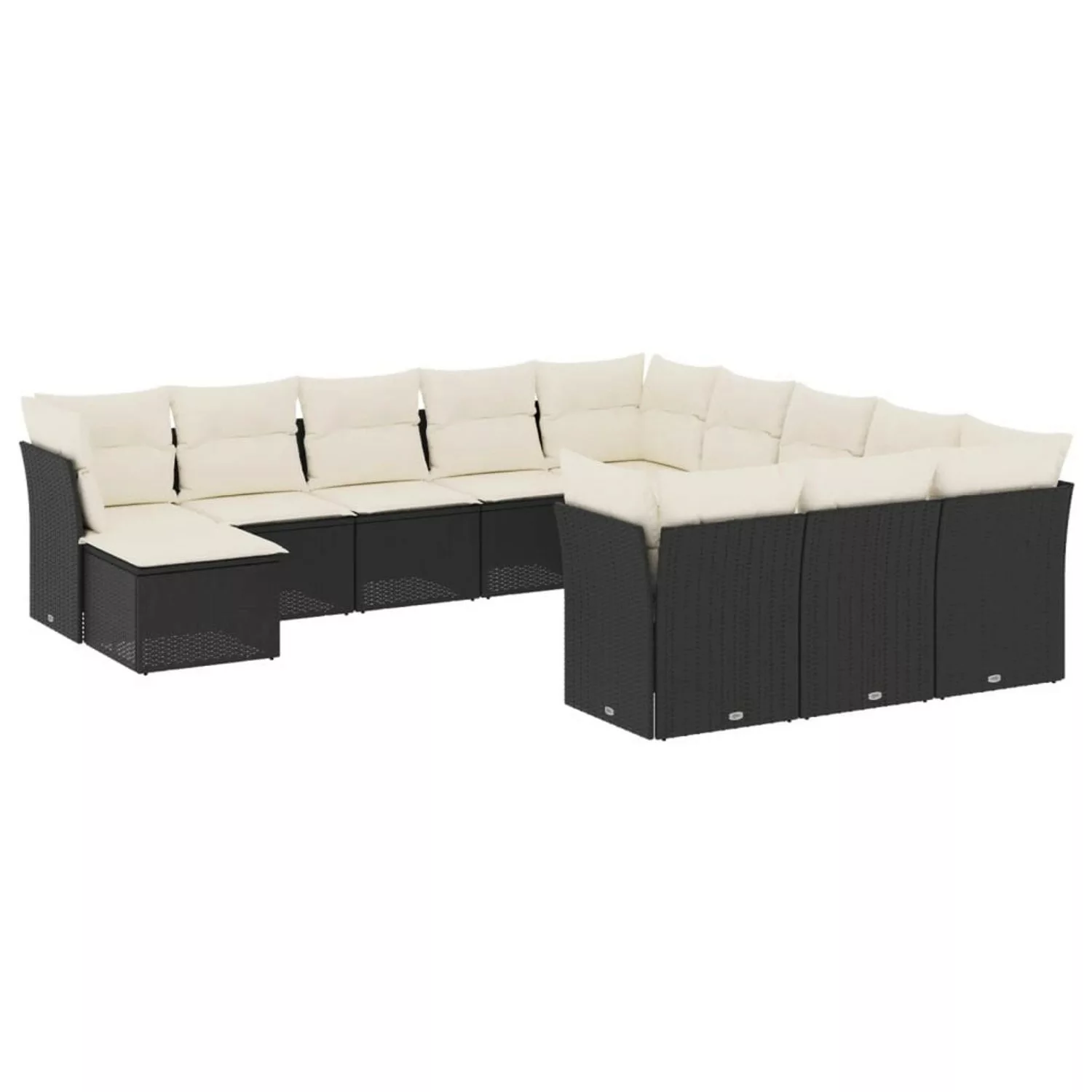 vidaXL 12-tlg Garten-Sofagarnitur mit Kissen Schwarz Poly Rattan Modell 26 günstig online kaufen