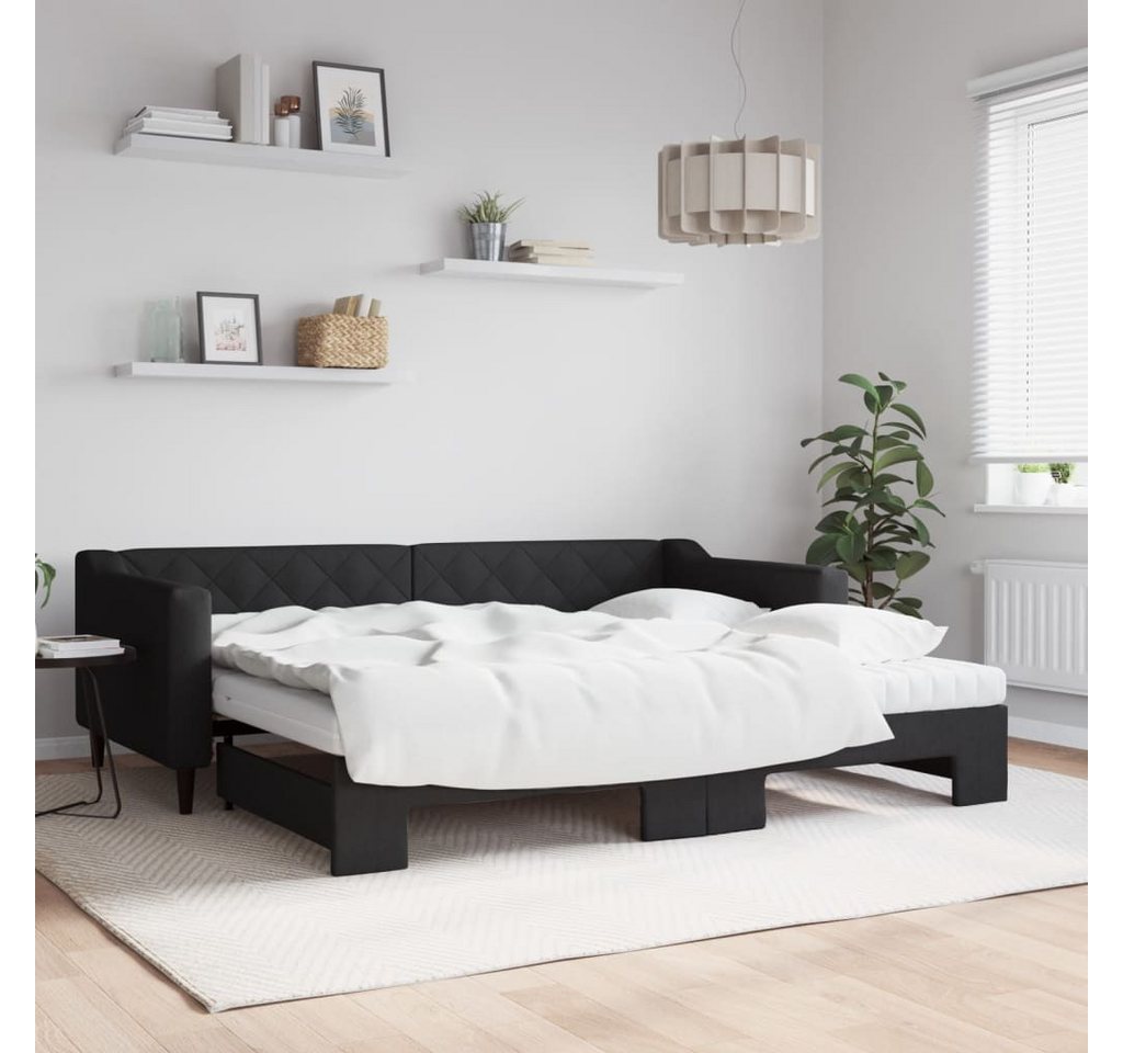 vidaXL Gästebett Gästebett Tagesbett Ausziehbar mit Matratzen Schwarz 90x20 günstig online kaufen