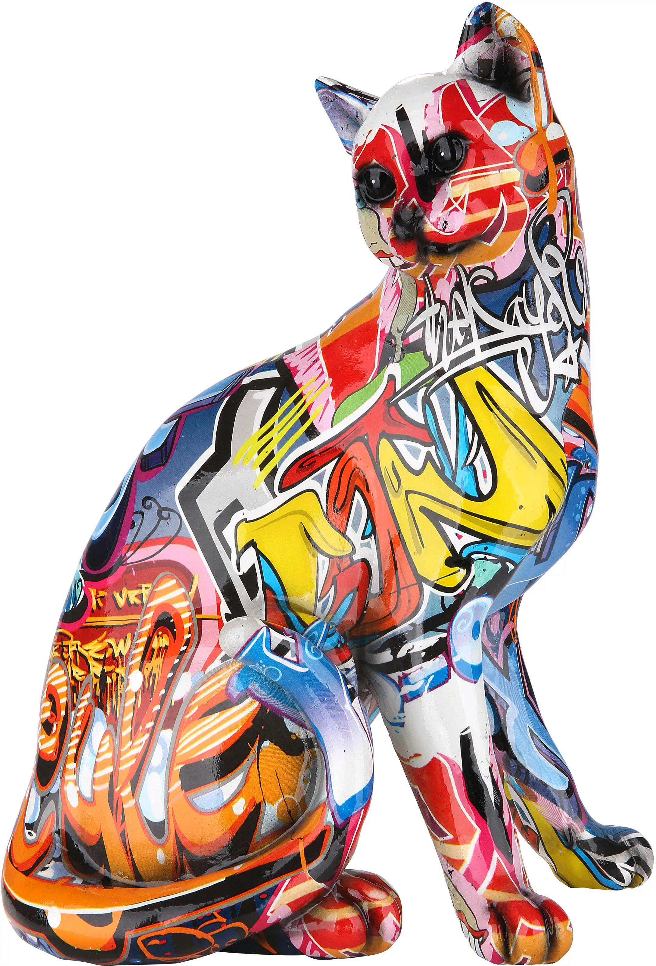 GILDE Dekofigur "Figur Pop Art Katze", Dekoobjekt, Tierfigur, Höhe 29 cm, W günstig online kaufen