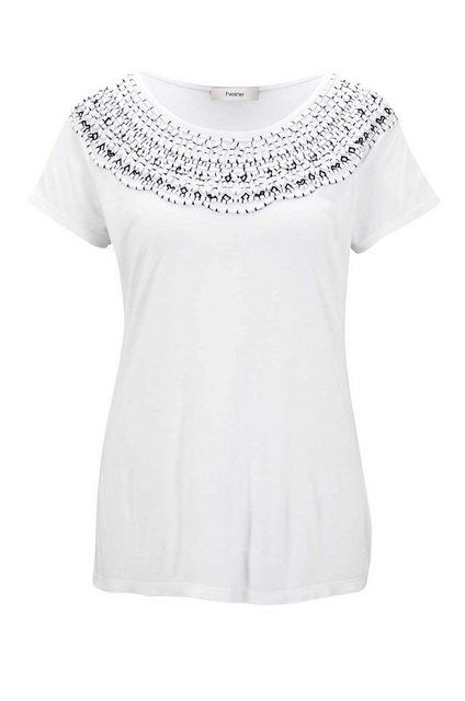 heine T-Shirt HEINE Damen Jerseyshirt mit Stickerei, weiß günstig online kaufen