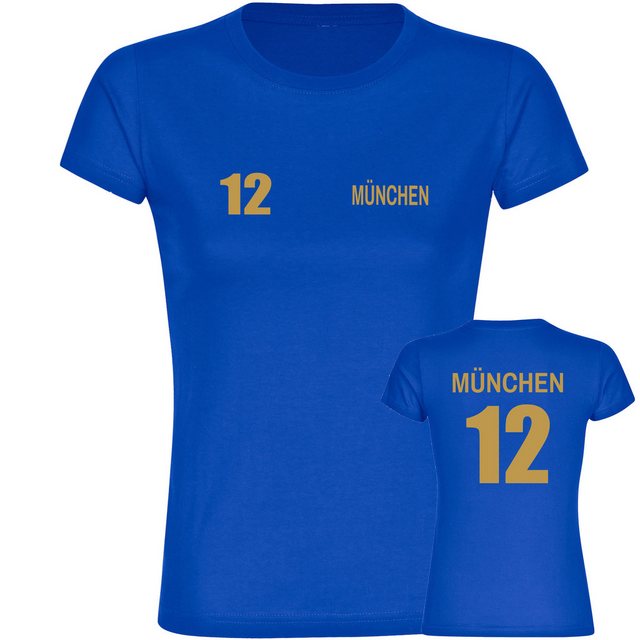 multifanshop T-Shirt Damen München blau - Trikot Nummer 12 gold - Frauen günstig online kaufen