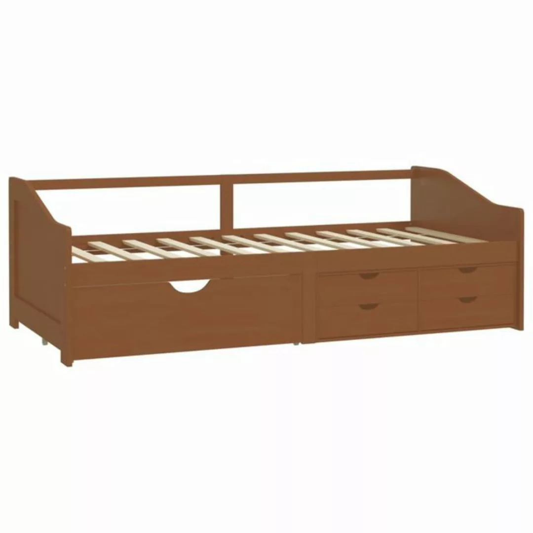 furnicato Bett Tagesbett 3-Sitzer Schubladen Honigbraun Kiefernholz 90x200 günstig online kaufen