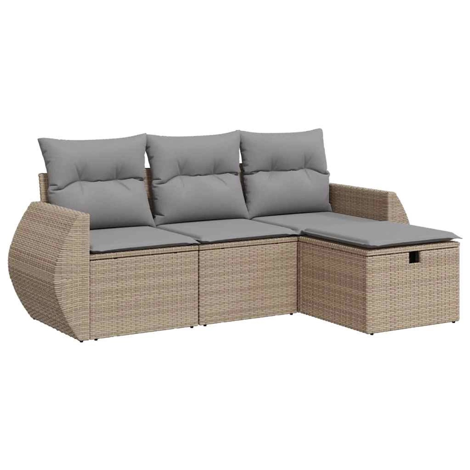 vidaXL 4-Tlg Garten-Sofagarnitur mit Kissen Beige Poly Rattan 3325555 günstig online kaufen