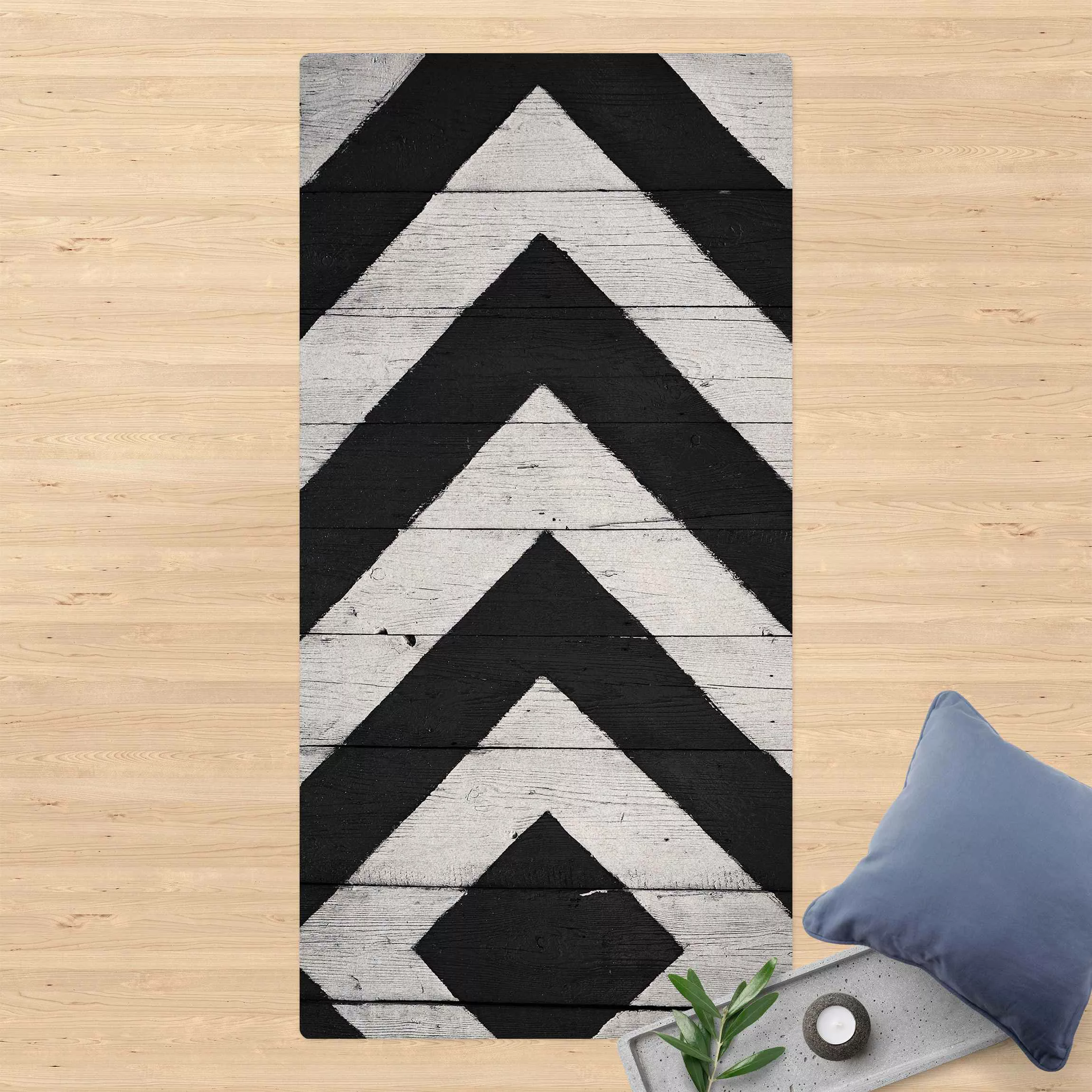 Kork-Teppich Symmetrie auf Holzbalken Weiß günstig online kaufen