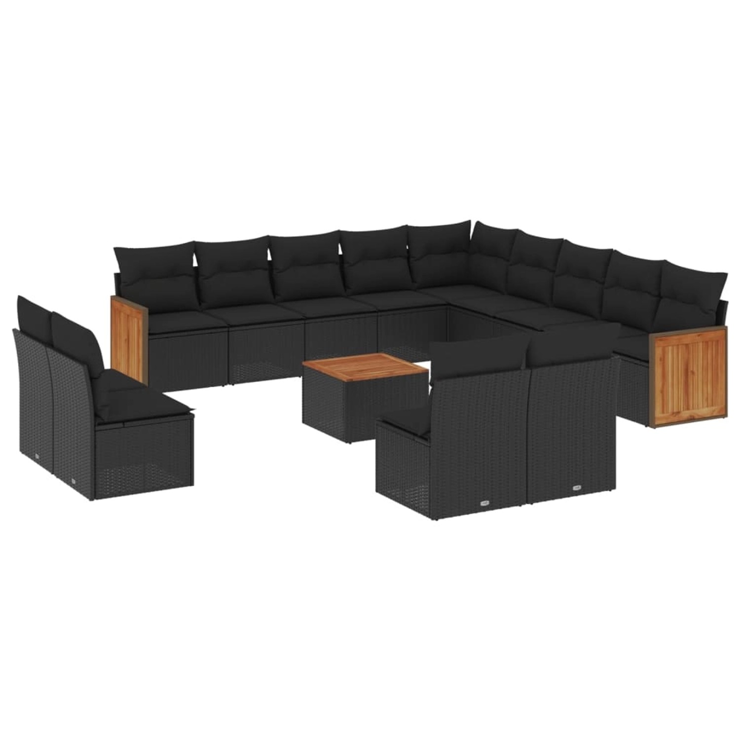vidaXL 14-Tlg Garten-Sofagarnitur mit Kissen Schwarz Poly Rattan 3228169 günstig online kaufen