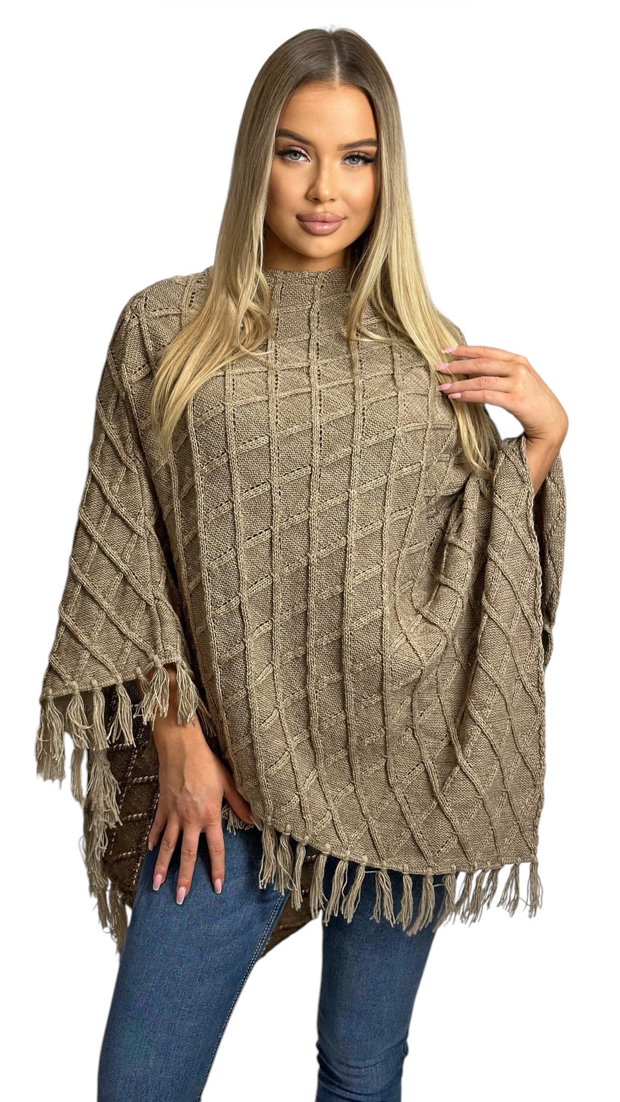 Mississhop Strickponcho Damen Poncho Cape Überwurf günstig online kaufen