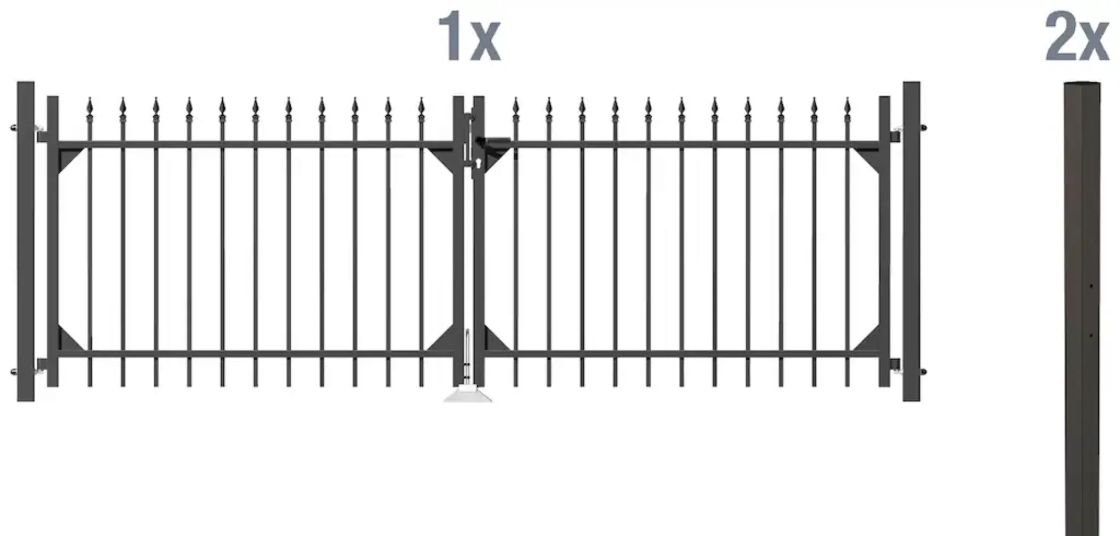 Metallzaun Doppeltor-Set Chaussee Anthrazit z. Einbetonieren 120 cm x 301 c günstig online kaufen