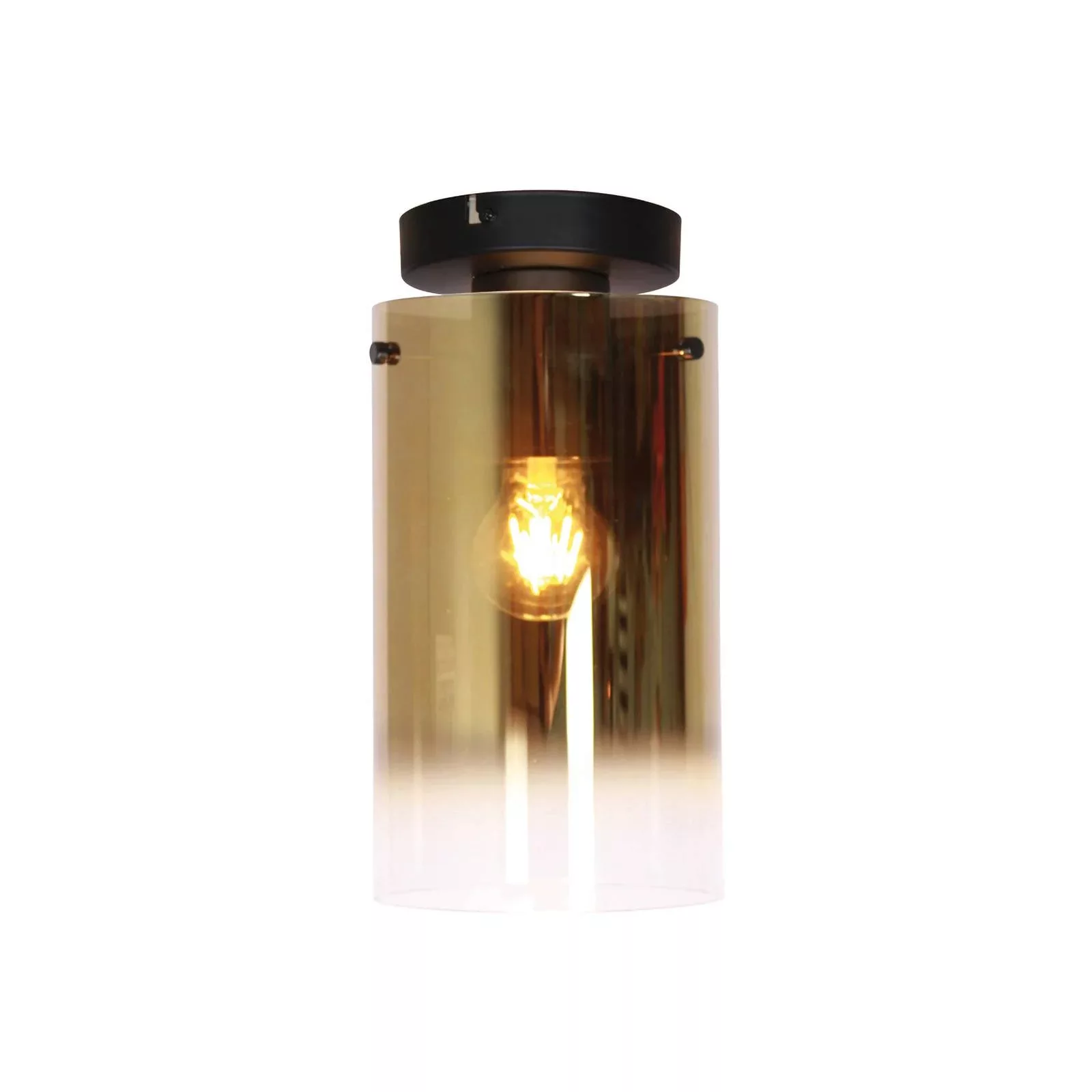 Deckenlampe Ventotto, schwarz/gold, Ø 15 cm, Glas günstig online kaufen