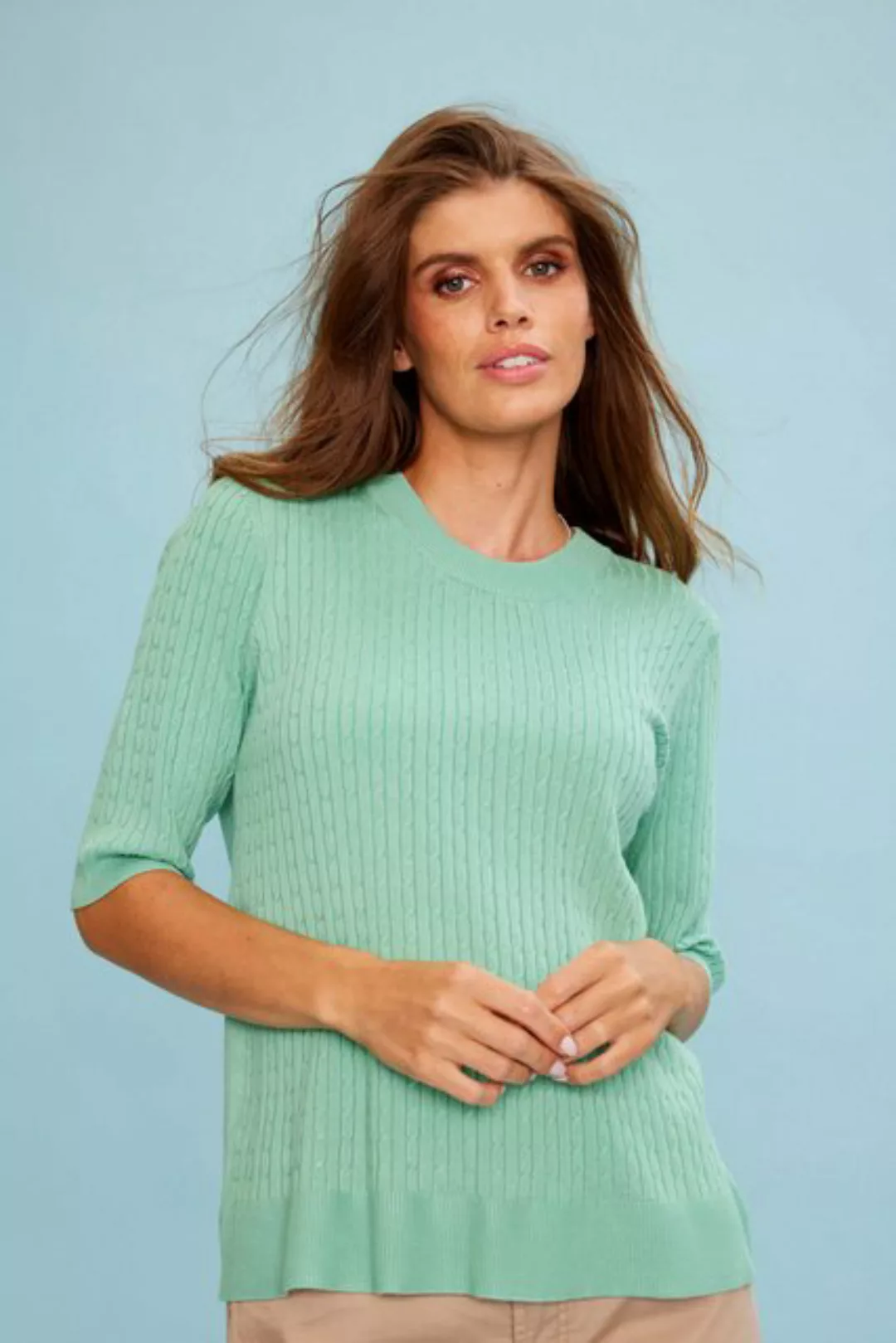ZE-ZE Nordic Kurzarmpullover Pullover Norma mint günstig online kaufen