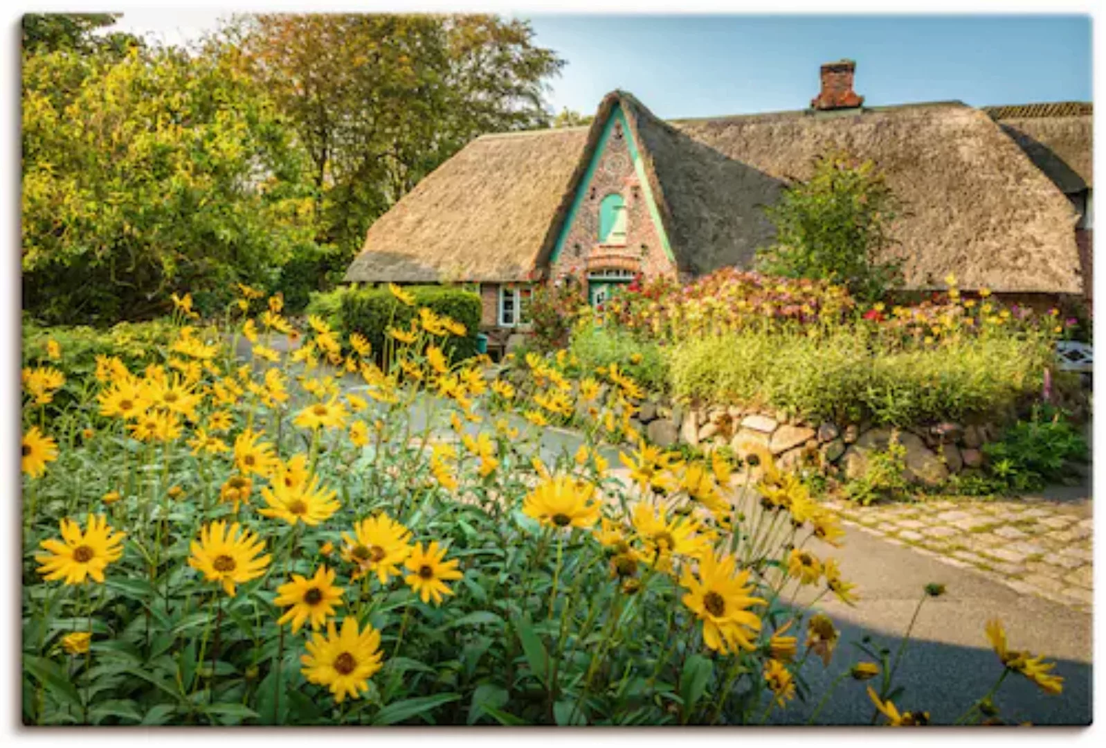 Artland Leinwandbild "Historischer Hof mit Bauerngarten Keitum", Gartenbild günstig online kaufen