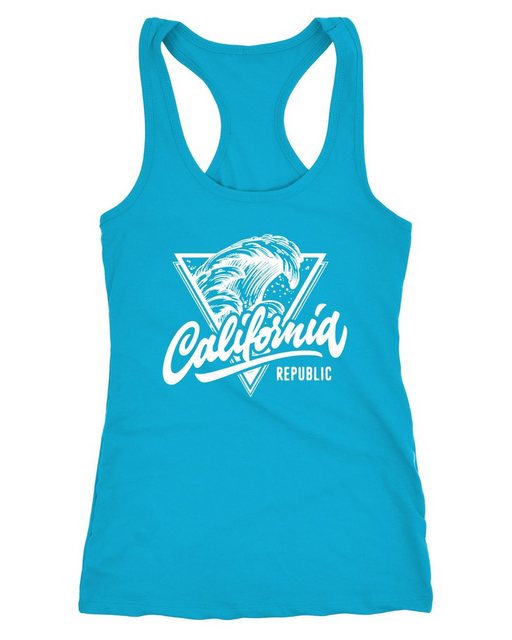 Neverless Tanktop Damen Tank-Top California Republic Aufdruck Wave Surf Rac günstig online kaufen