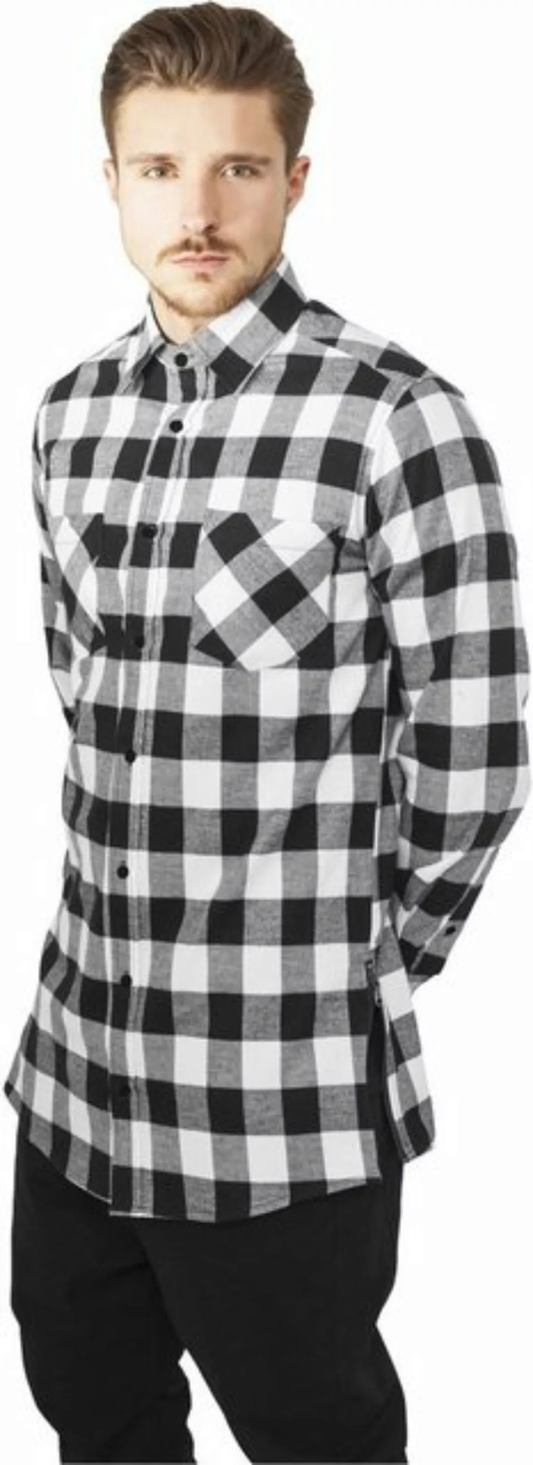 Urban Classics Herren Side-Zip Long Checked Flanell Shirt günstig online kaufen