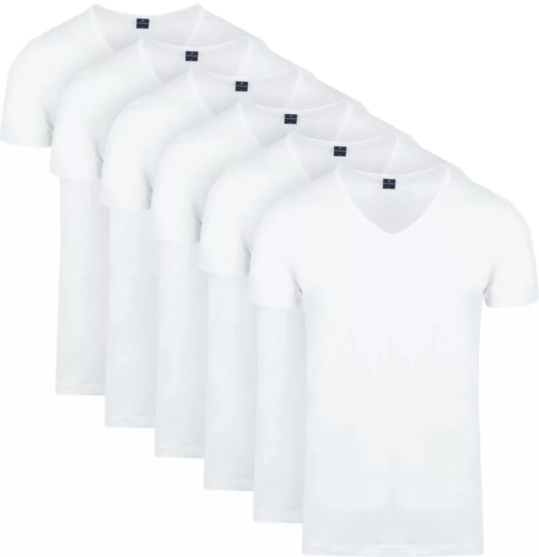 Suitable Vita T-Shirt V-Ausschnitt Weiß 6-Pack - Größe L günstig online kaufen
