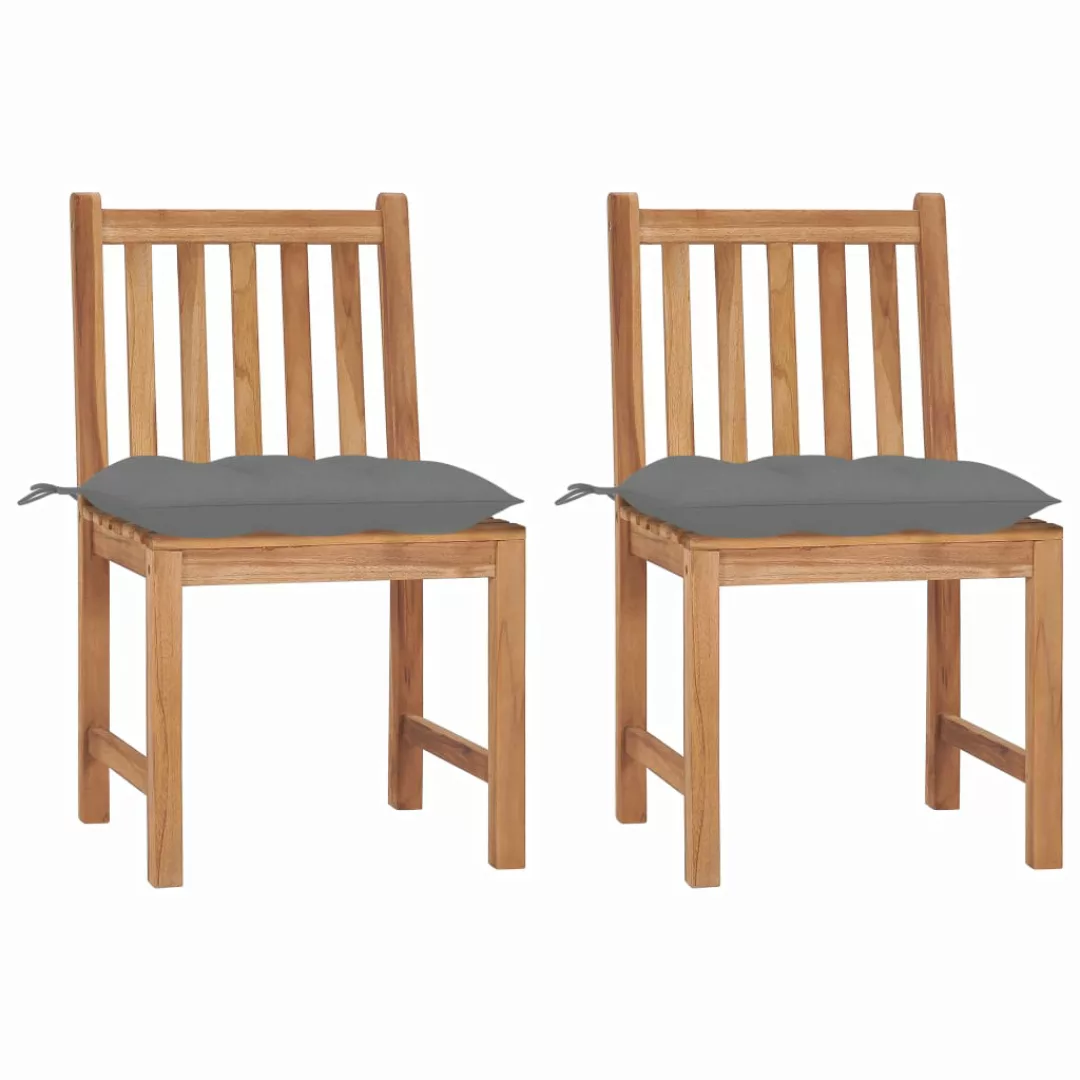 Gartenstühle 2 Stk. Mit Kissen Massivholz Teak günstig online kaufen