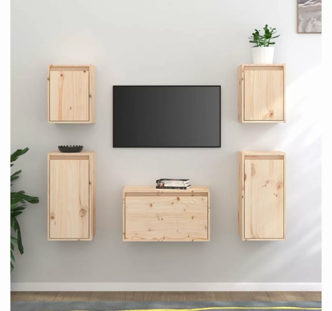 vidaXL TV-Schrank TV-Schränke 5 Stk Massivholz Kiefer Lowboard Lowboard günstig online kaufen