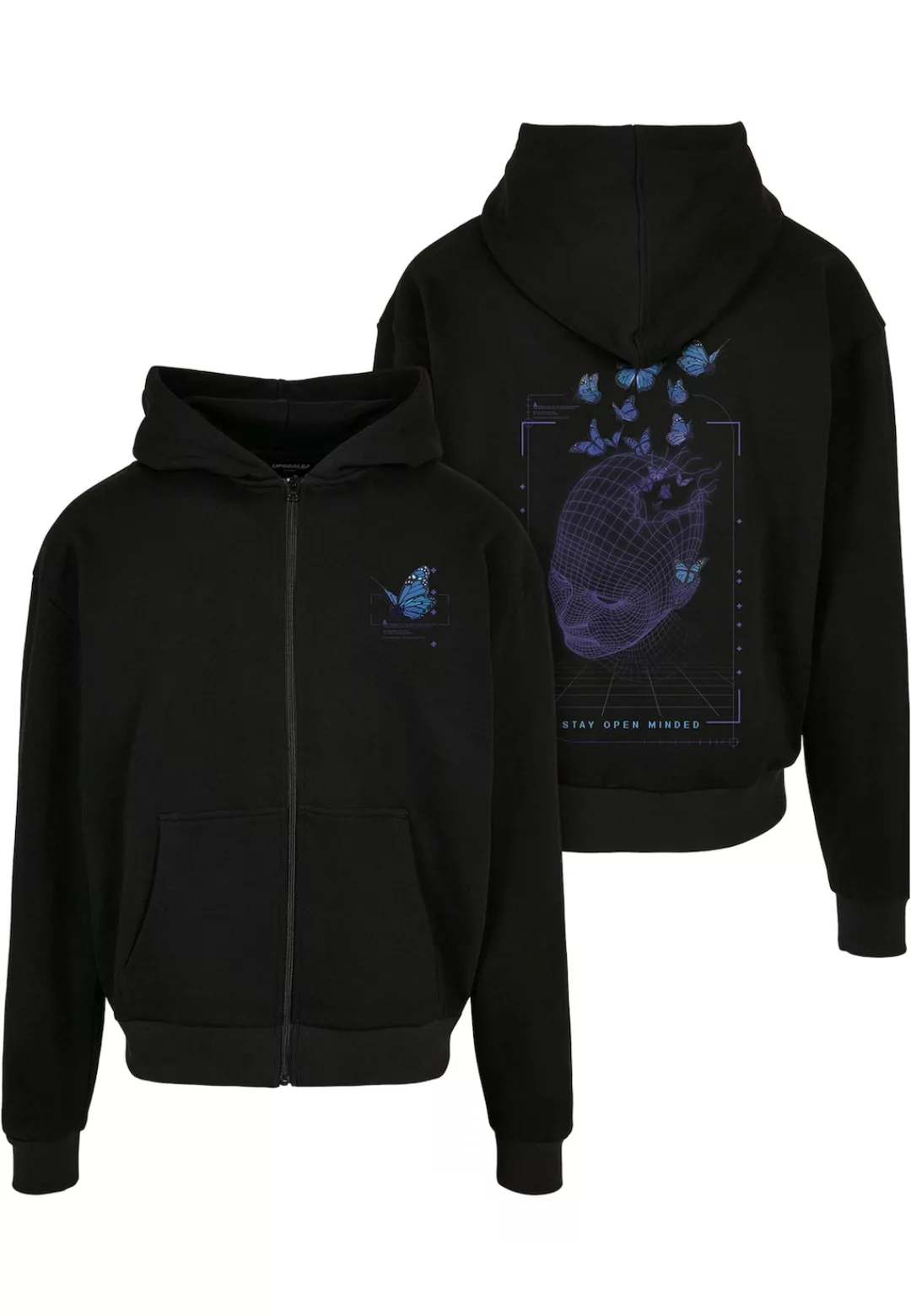 MisterTee Sweatjacke "MisterTee Herren Grid Head Butterfly Oversize Hoody" günstig online kaufen