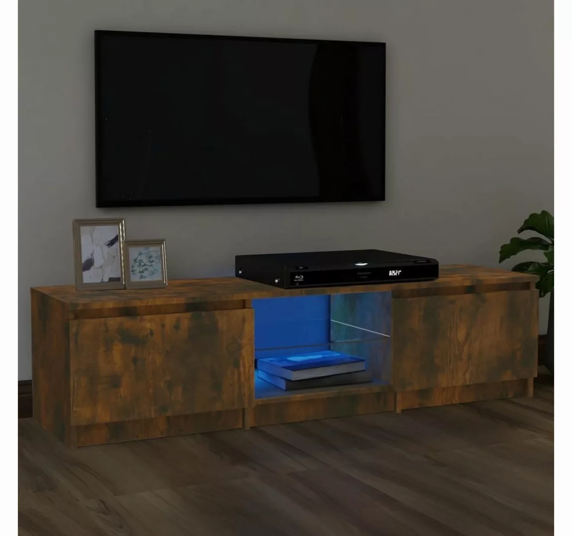 vidaXL TV-Schrank TV-Schrank mit LED-Leuchten Räuchereiche 140x40x35,5 cm ( günstig online kaufen