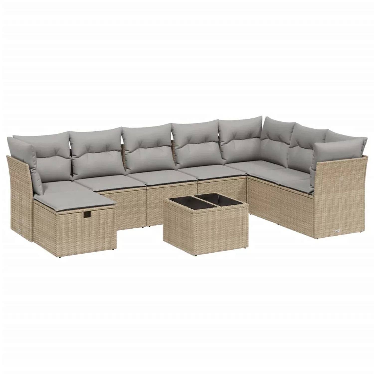 vidaXL 9-tlg Garten-Sofagarnitur mit Kissen Beige Poly Rattan Modell 160 günstig online kaufen