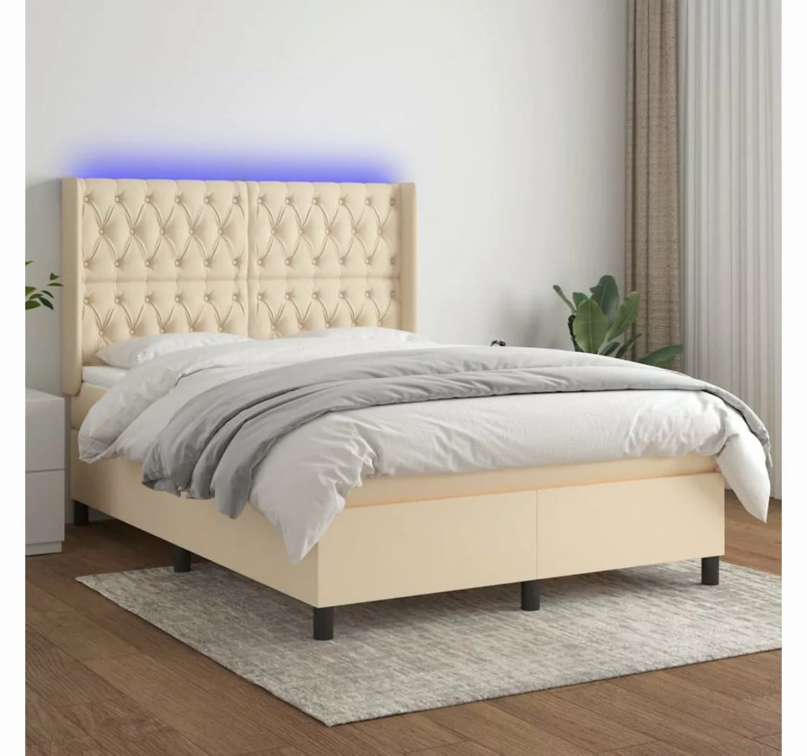 vidaXL Boxspringbett Boxspringbett mit Matratze und LED Stoff (140 x 190 cm günstig online kaufen