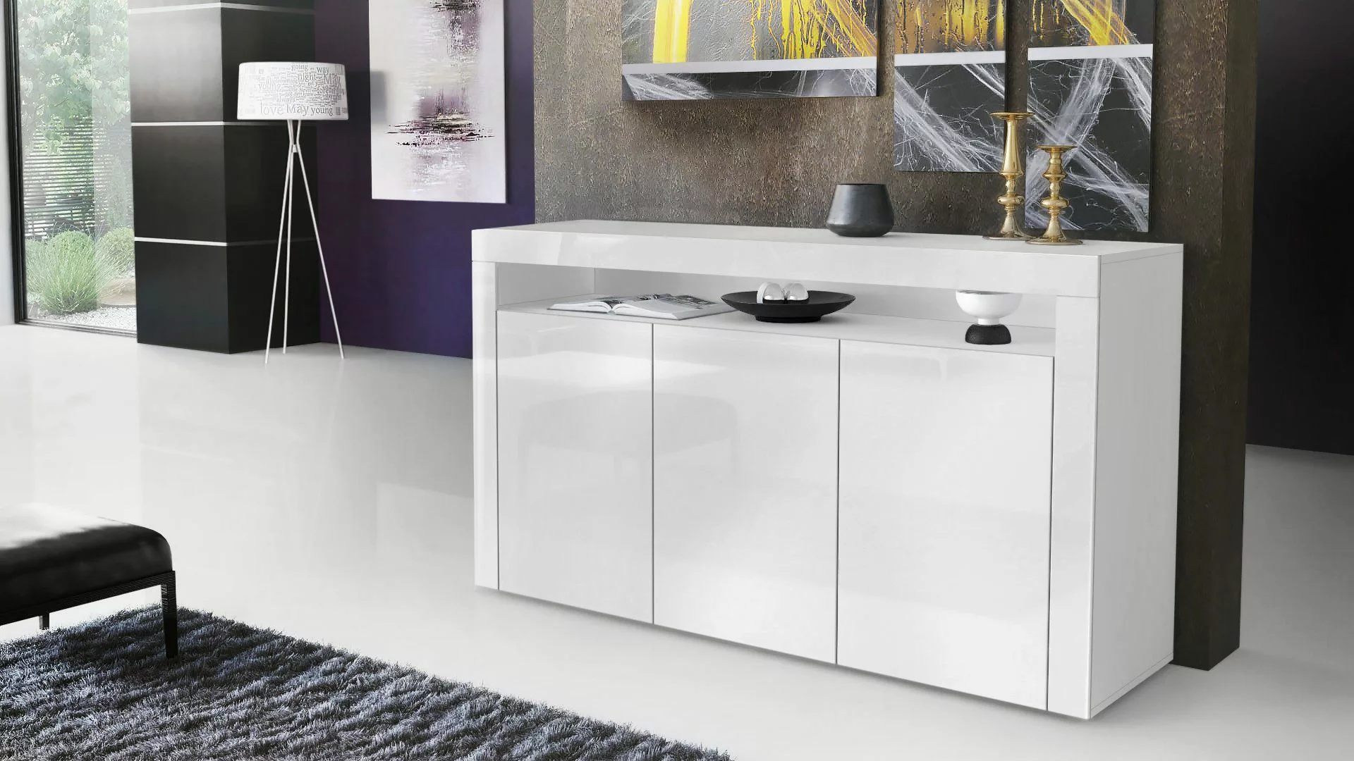 Vladon Sideboard Valencia (Sideboard, mit 3 günstig online kaufen