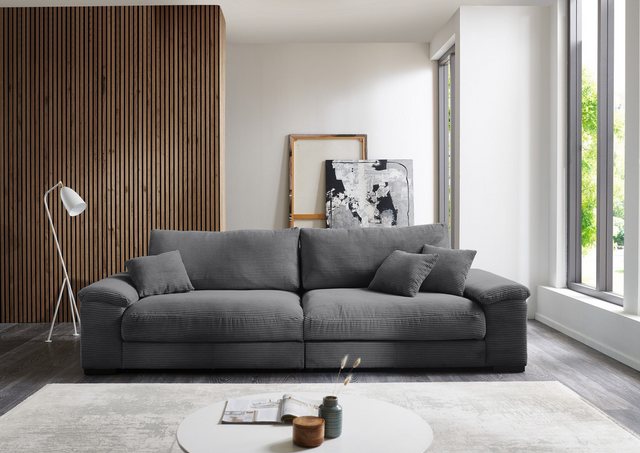 freiraum Big-Sofa Adriena, 5 Kissen, Daune, weicher Cord Stoff dunkelgrau - günstig online kaufen