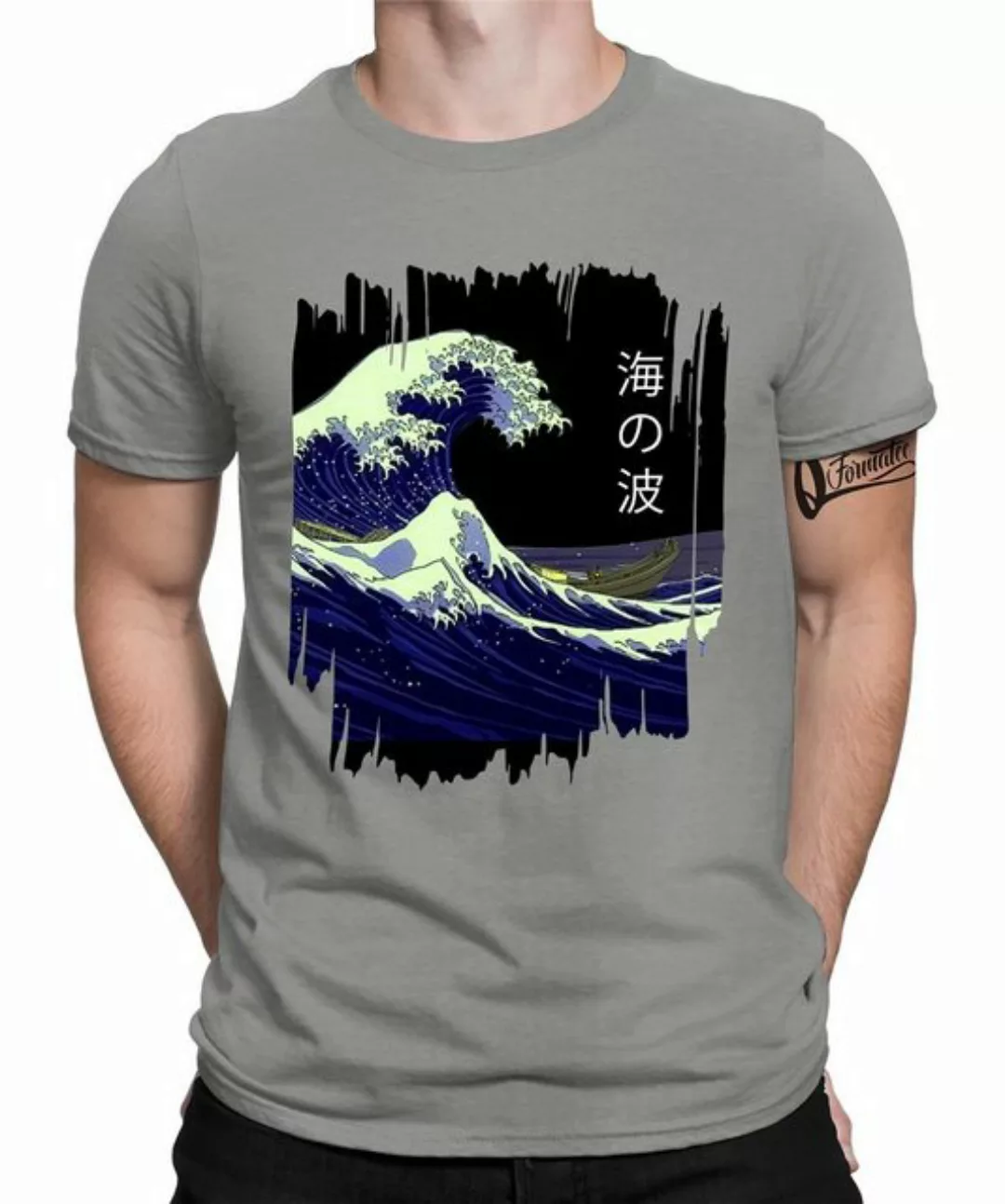 Quattro Formatee Kurzarmshirt Great Wave off Kanagawa - Japan Ästhetik Herr günstig online kaufen