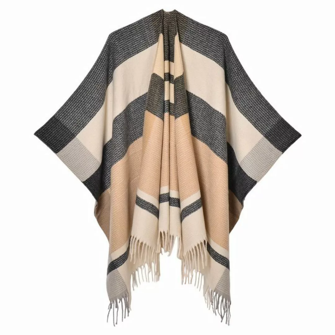 Torcarvh Strickcape Damen Winter Strickponcho Quaste Wrap Open Front Schal günstig online kaufen