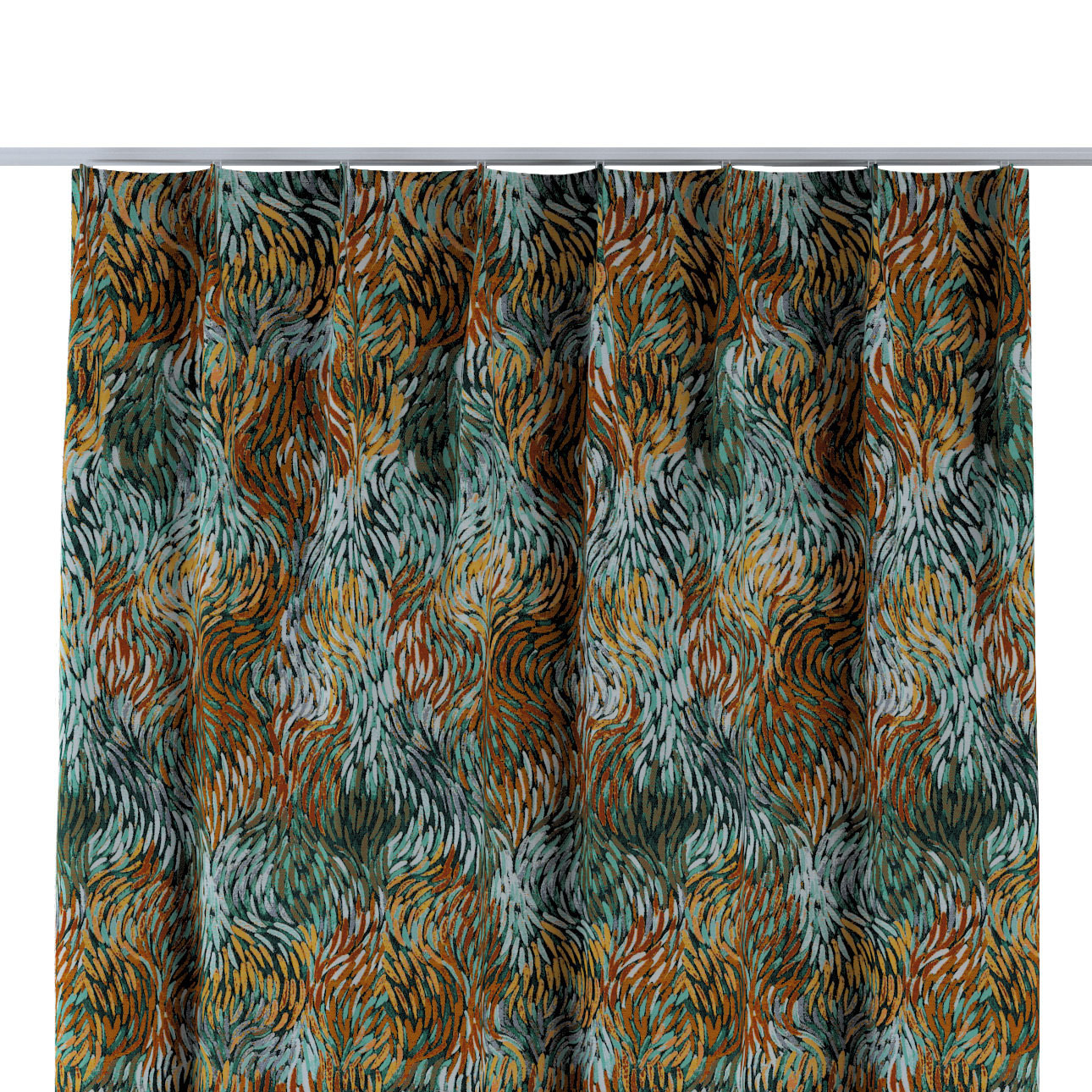 Vorhang mit flämischen 1-er Falten, grün- orange, Intenso Premium (144-31) günstig online kaufen