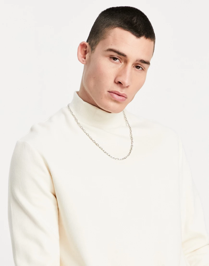 ASOS DESIGN – Beiges Sweatshirt mit Stehkragen-Neutral günstig online kaufen