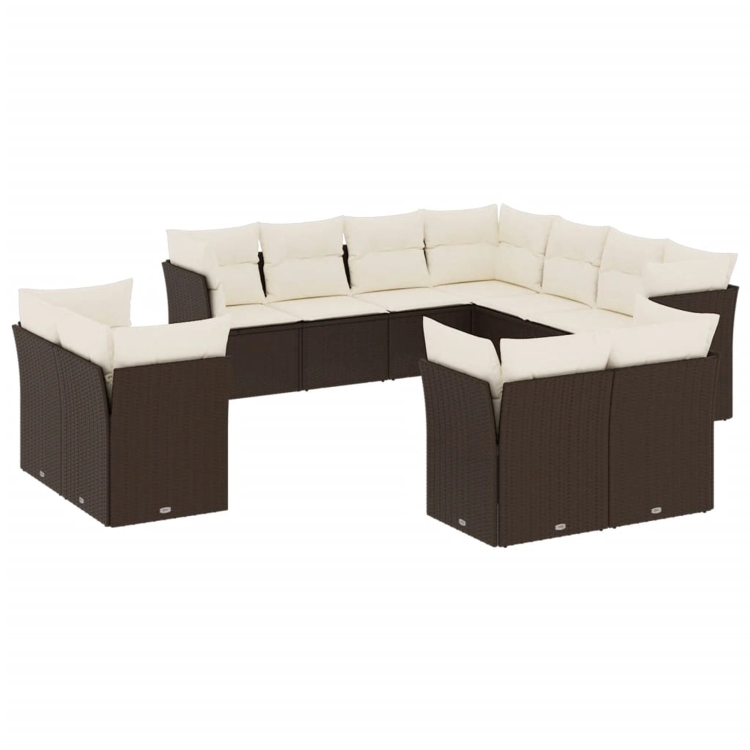 vidaXL 11-Tlg Garten-Sofagarnitur mit Kissen Braun Poly Rattan 3250352 günstig online kaufen