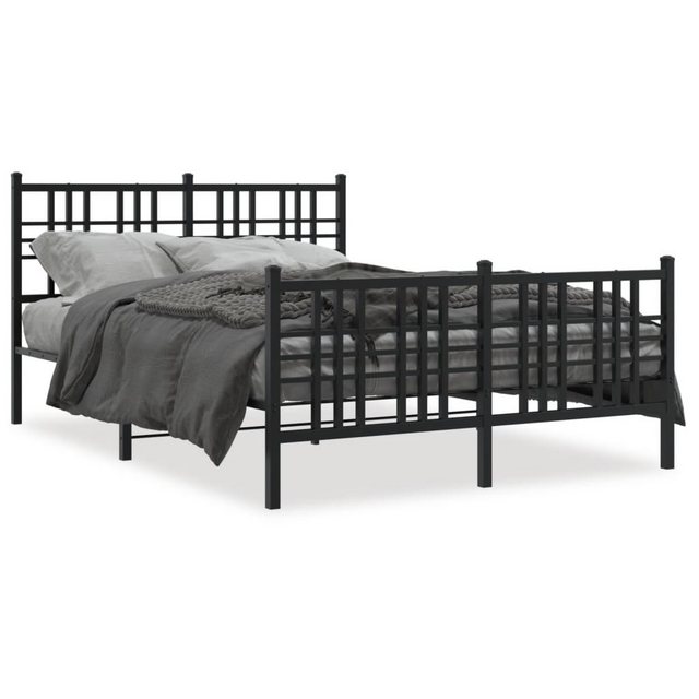 vidaXL Bett Bettgestell mit Kopf- und Fußteil Metall Schwarz 140x200 cm günstig online kaufen