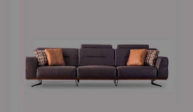 JVmoebel Sofa Dreisitzer Sofa 4 Sitzer Sofas Grau Kunstleder Wohnzimmer Lux günstig online kaufen