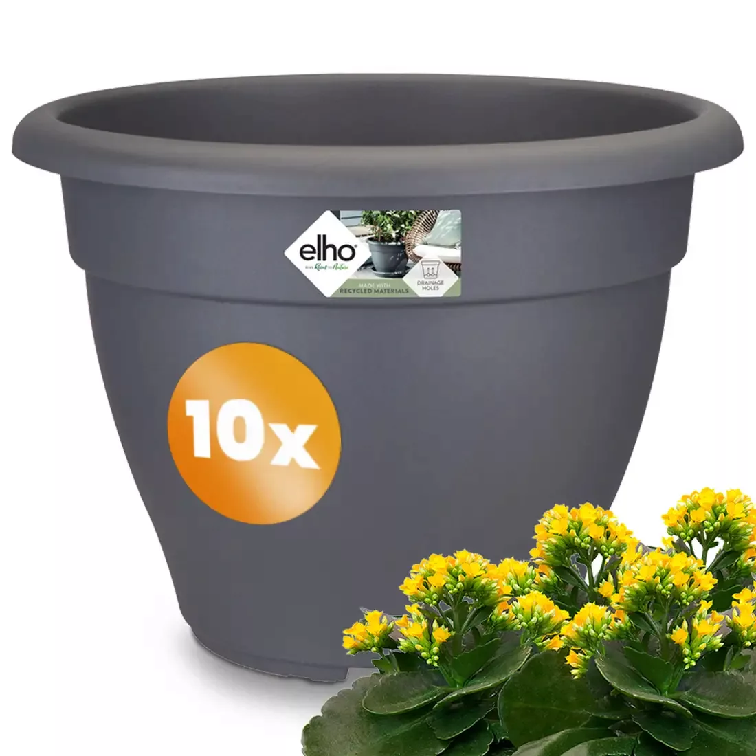 Blumentopf 10er-Set Anthrazit 29x22cm 7,1L günstig online kaufen