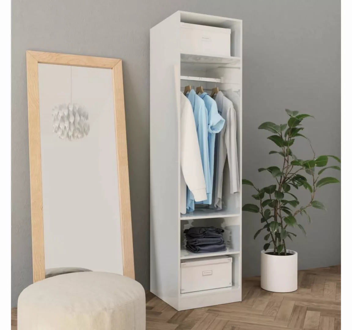 furnicato Kleiderschrank Hochglanz-Weiß 50x50x200 cm Holzwerkstoff günstig online kaufen