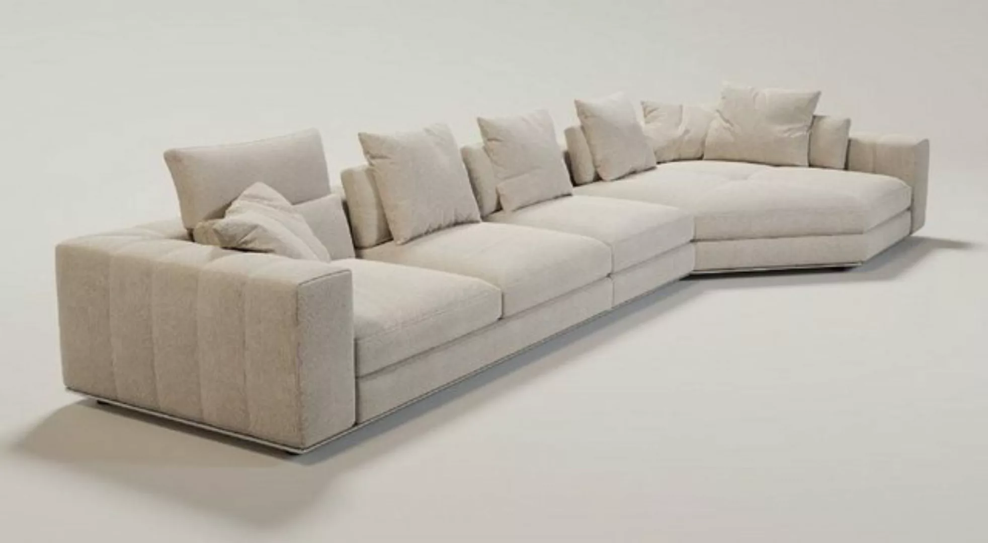 Casa Padrino Sofa Luxus Wohnzimmer Sofa mit Kissen Beige / Silber 400 x 130 günstig online kaufen