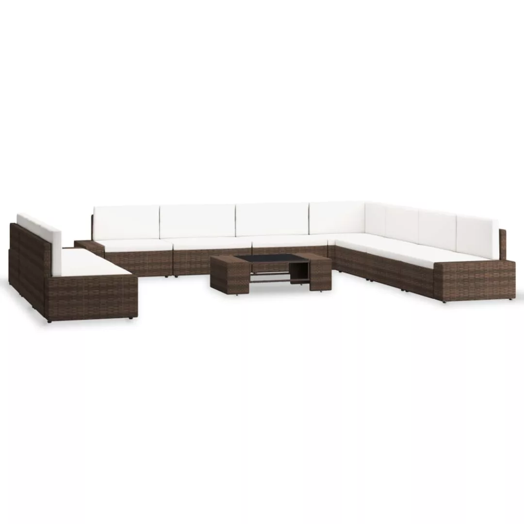 10-tlg. Garten-lounge-set Poly Rattan Braun günstig online kaufen