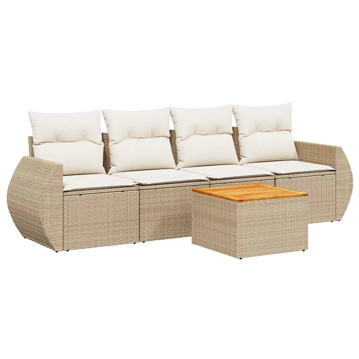 vidaXL 5-Tlg Garten-Sofagarnitur mit Kissen Beige Poly Rattan 3257213 günstig online kaufen