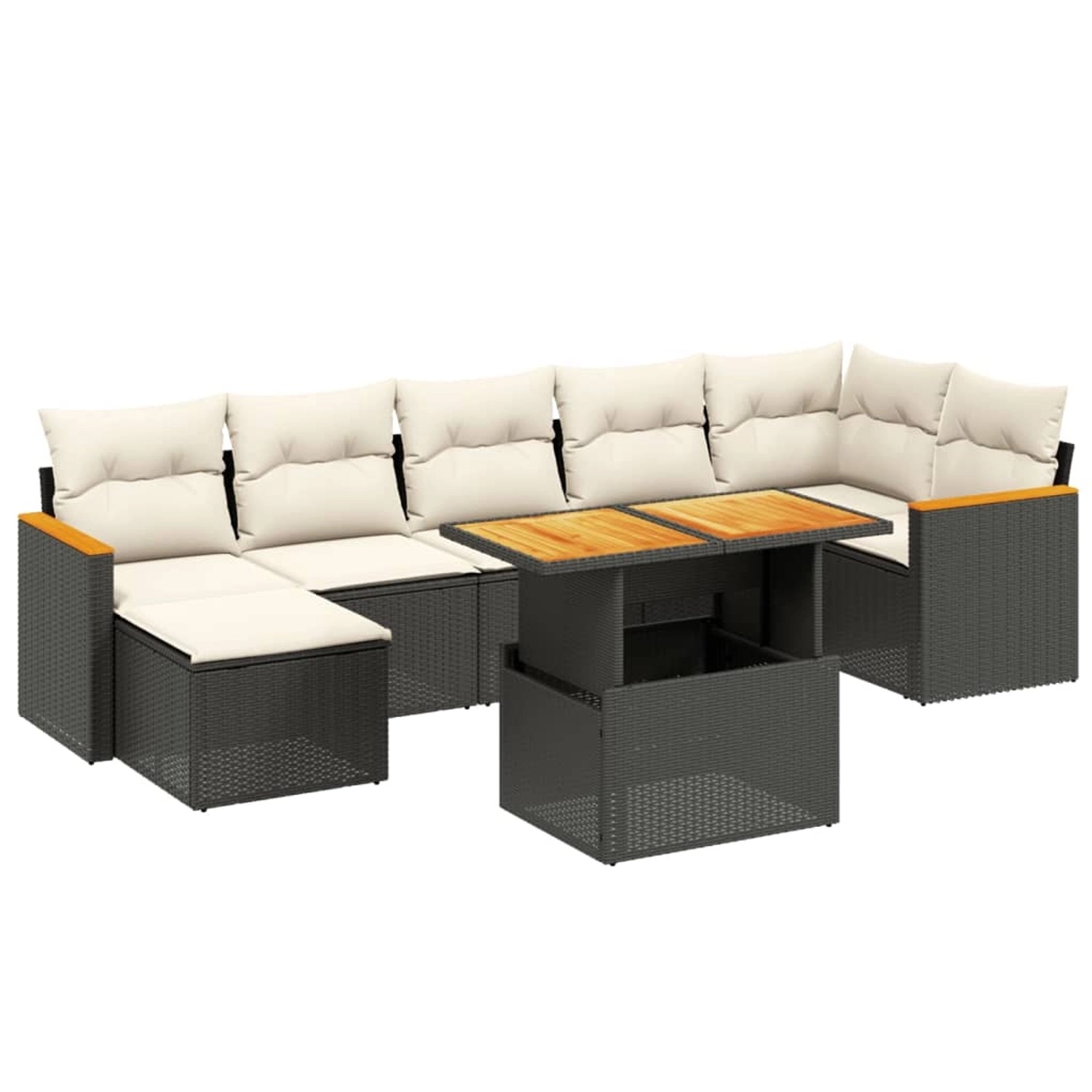 vidaXL 8-Tlg Garten-Sofagarnitur mit Kissen Schwarz Poly Rattan 3273184 günstig online kaufen