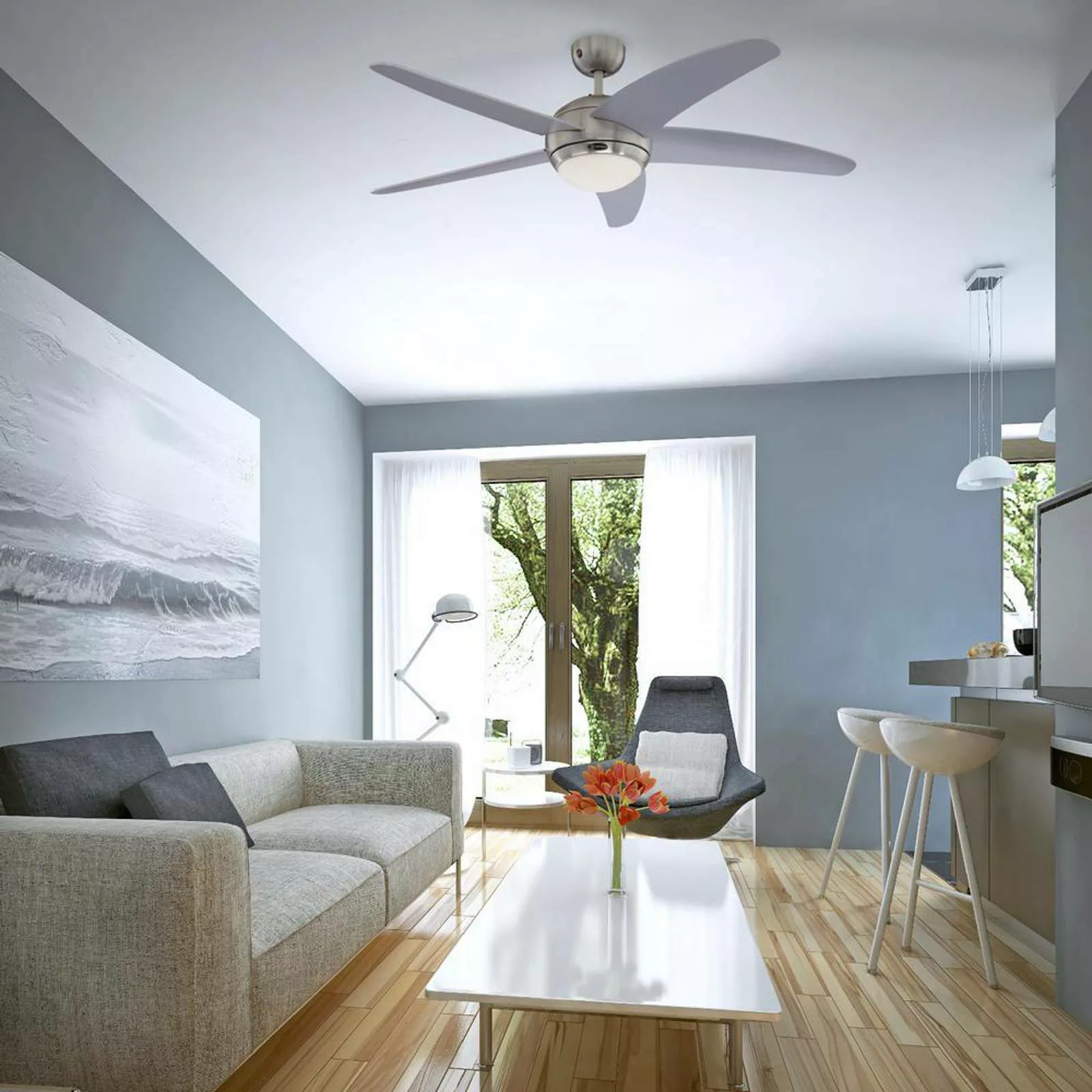 Westinghouse Bendan Ventilator mit Licht, silber günstig online kaufen